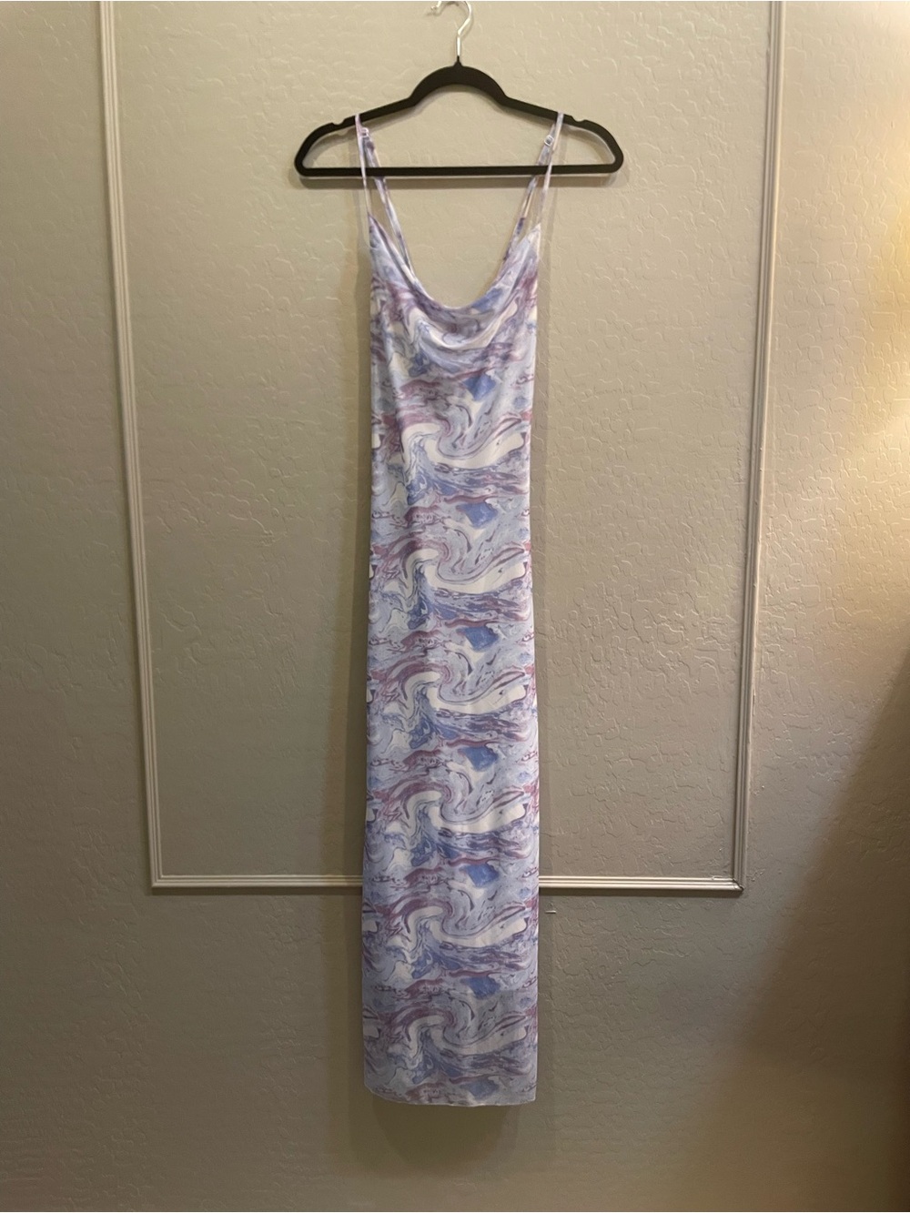 Liberty Love Marble-Print Maxi Dress in Lavender, Blue & White